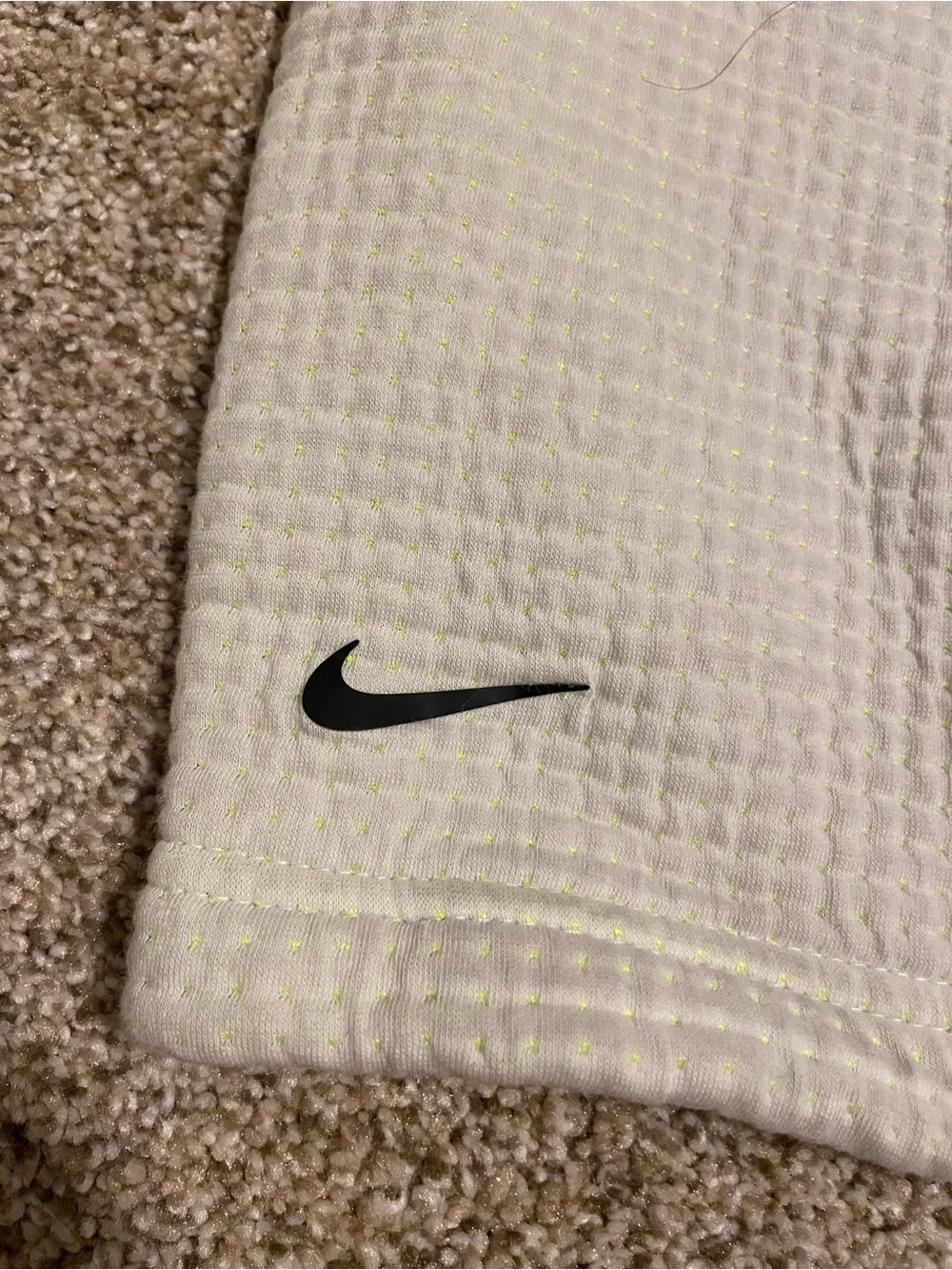 Nike White Quarter-Zip Pullover with Neon Yellow Lining